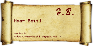 Haar Betti névjegykártya
